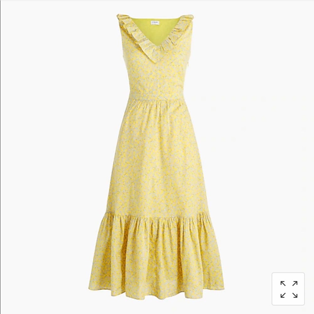 J Crew Factory Printed V-neck Ruffle  Midi Dress